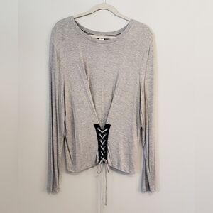 No Boundaries Heather Gray Corset Long Sleeve Tee Size 3X*